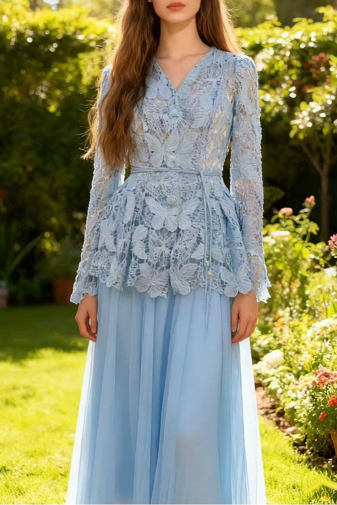 hem irregular ruffled shirt dress
