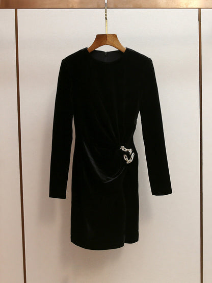 yvette black Velvet Embellished Mini Dress