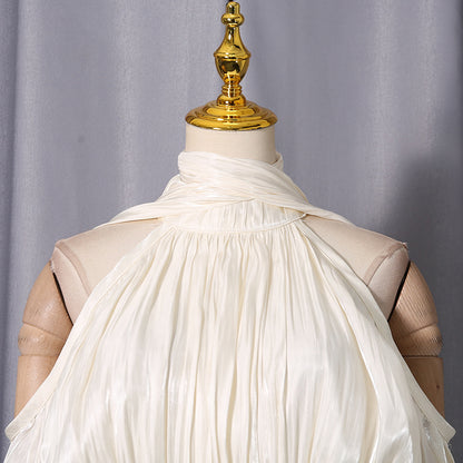 ashley apricot off shoulder pleated puff sleeve maxi dress