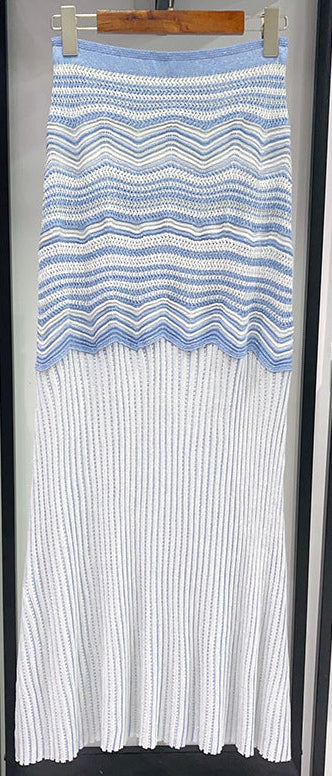 Wavy‑Knit Sleeveless Crop Top & Midi Skirt Two‑Piece Set