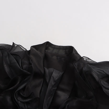 ashley Ruffle embellished Blazer in black