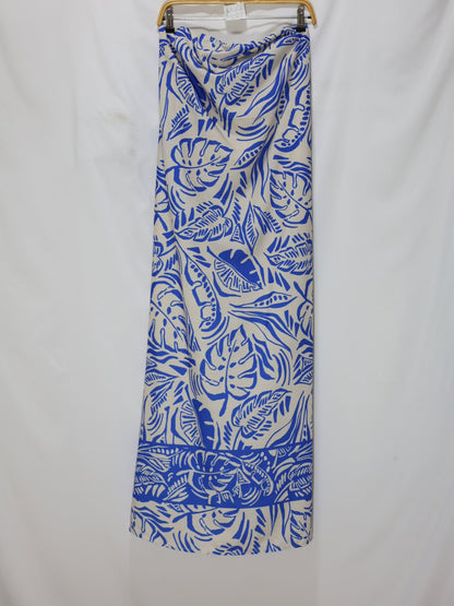 Tropical Leaf Print Strapless Maxi Dress