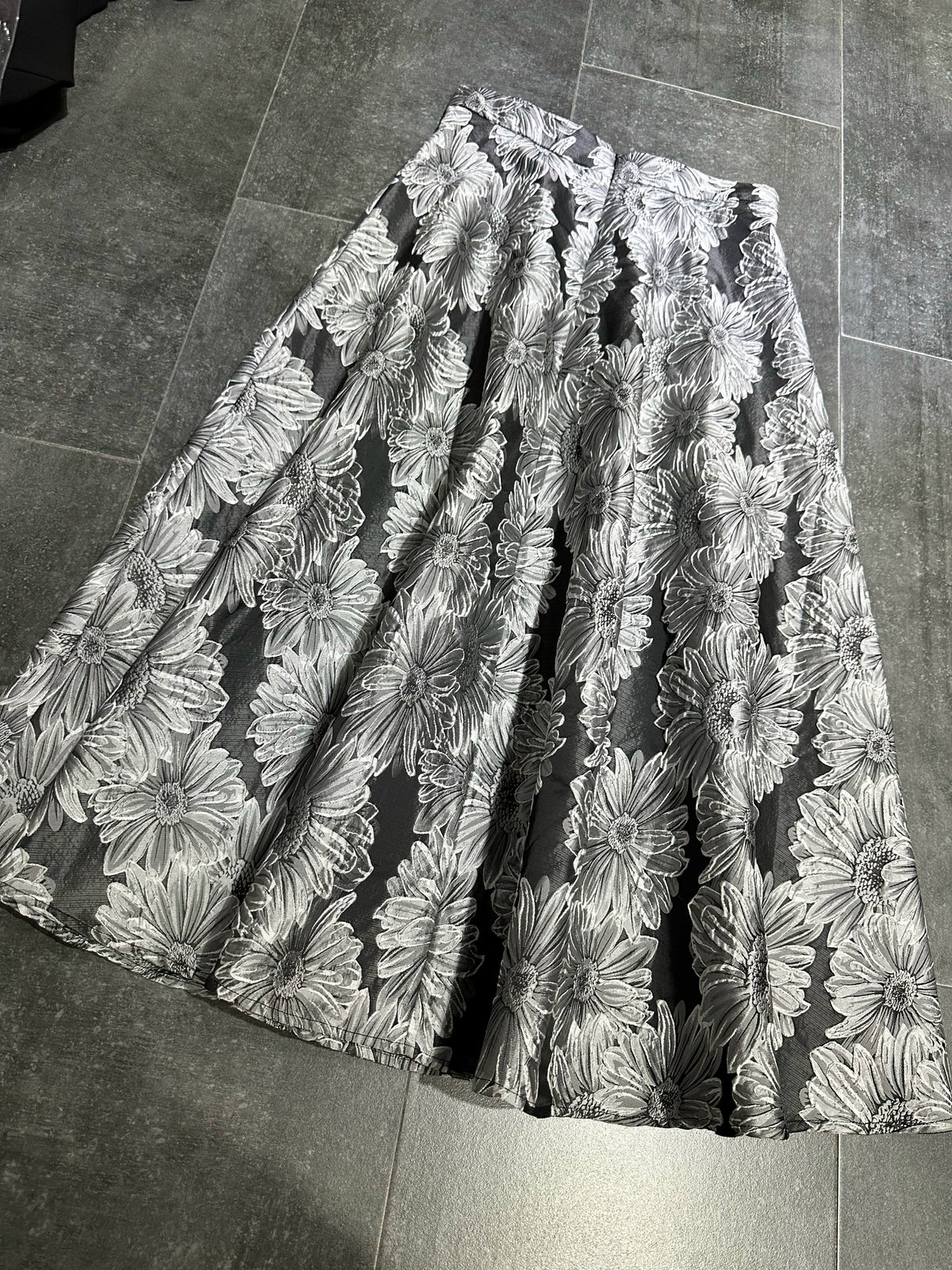 jacquard high waist A-line midi skirt