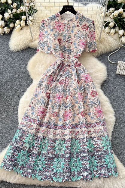 cream guipure lace A-line dress