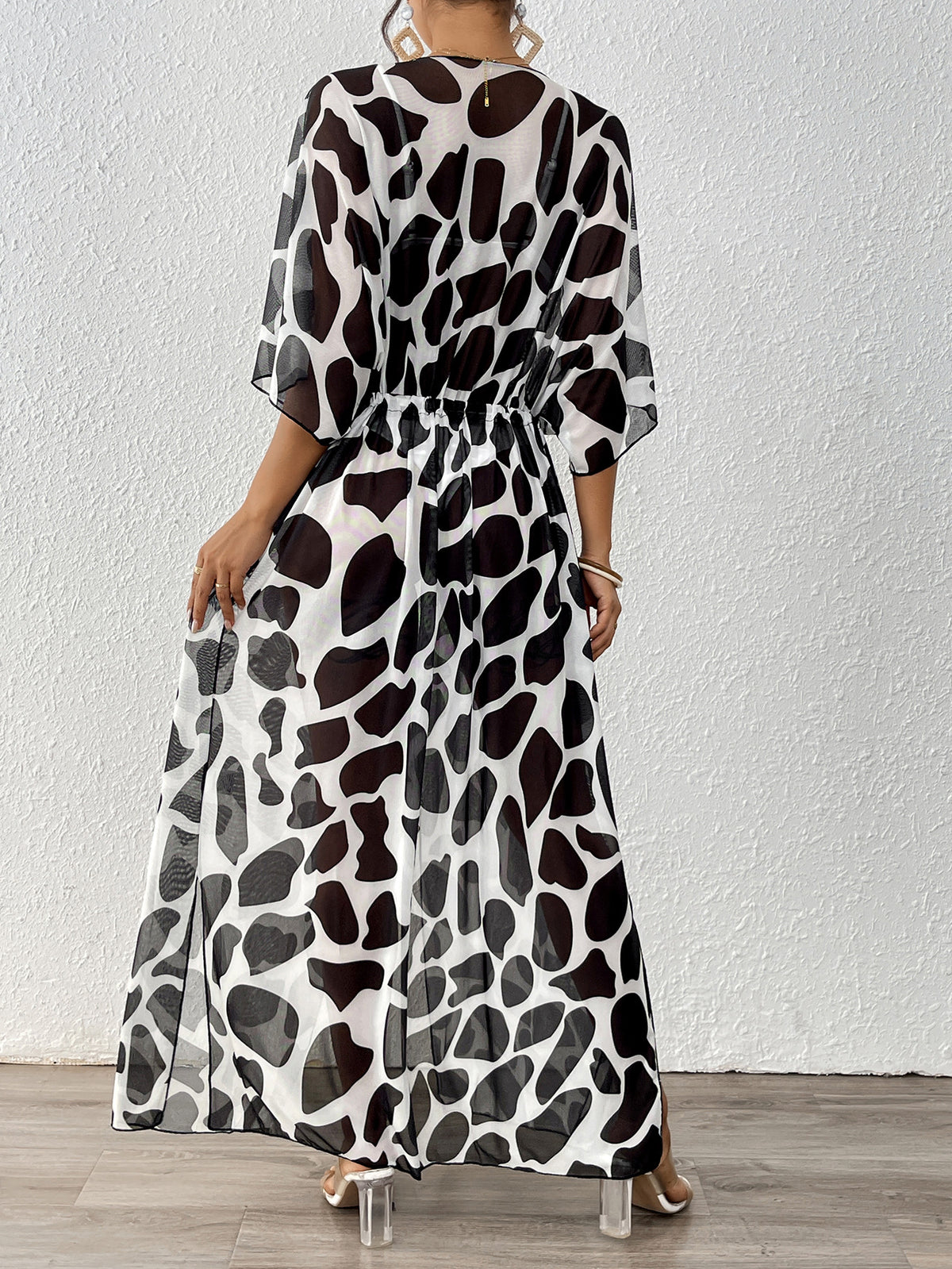 Belinda Bikini Cover-up Cardigan Beach Loose Style——Black and white