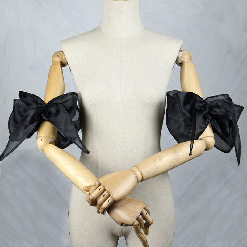Organza Giant Bow Detachable Short Arm Cuffs
