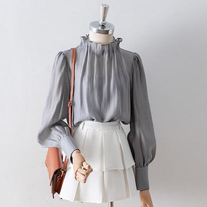 White High Waist Double Layer Pleated Mini Skort Sweet Office A Line Short Skirt