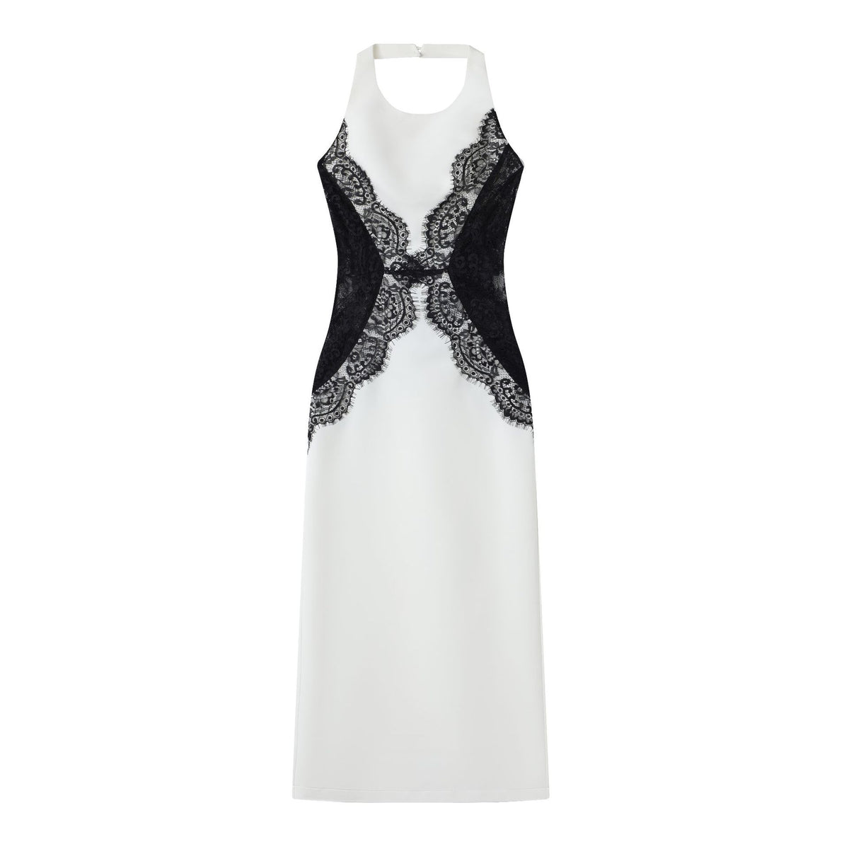 Lace Cutout Halter Midi Dress