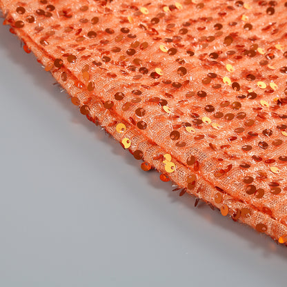 Orange Sequin One-Shoulder Floor-Length Gown