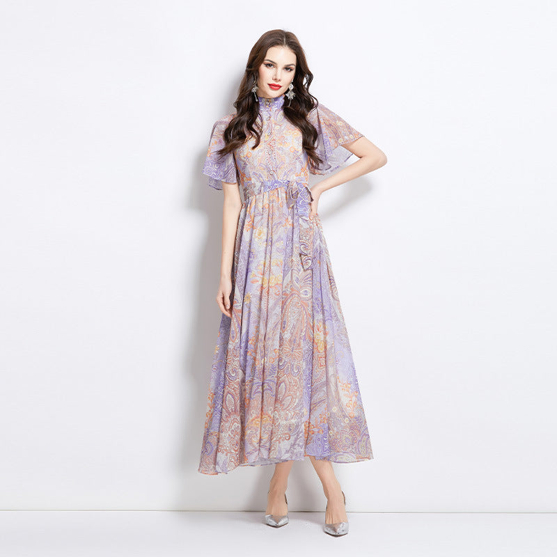 eileen multicolor single-breasted printed midi dress