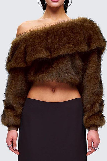 stacey One Shoulder Furry Top