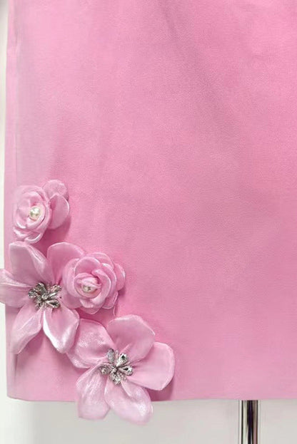 sabrina 3d flower Midi Dress in Pink