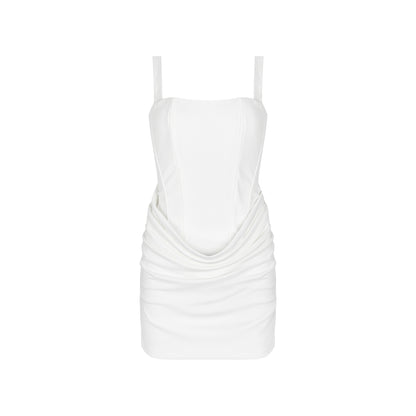 Square Neck Ruched Bodycon Mini Dress
