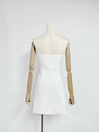 Rosario Appliqué Floral Bustier Mini Dress in white