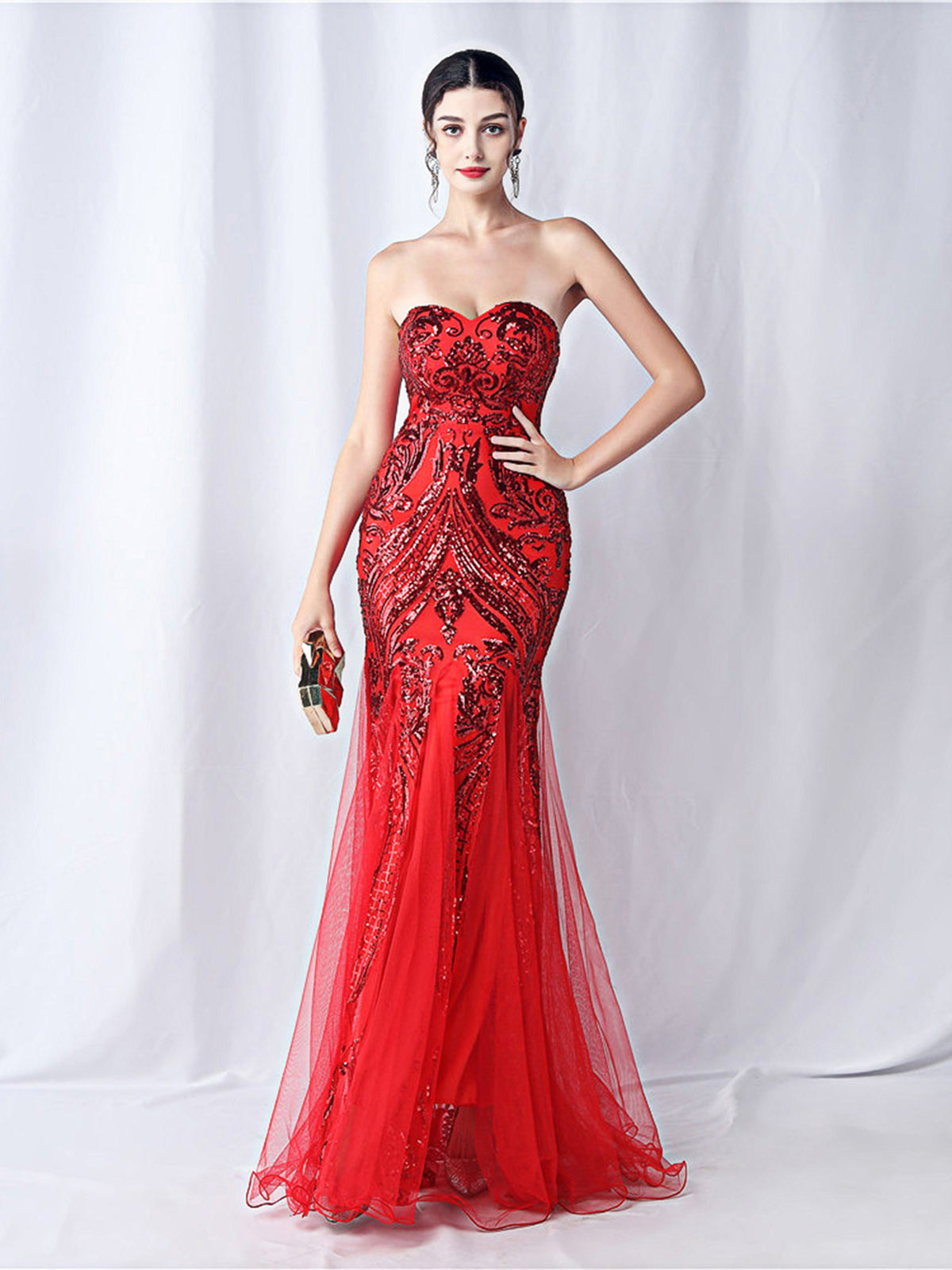 sparkle strapless tulle maxi dress