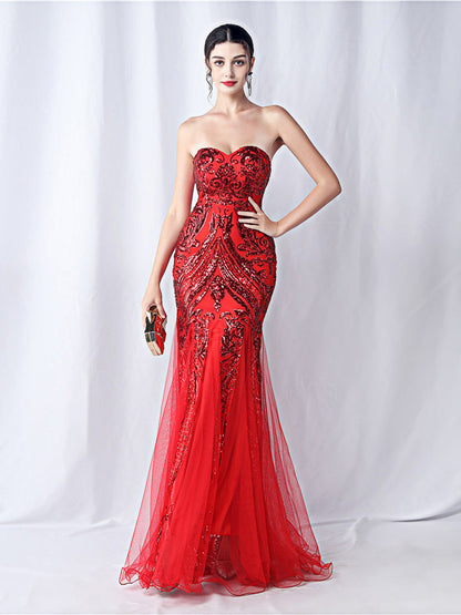 sparkle strapless tulle maxi dress