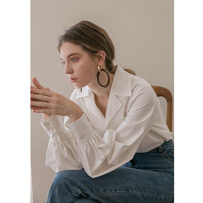white lantern sleeve shirt