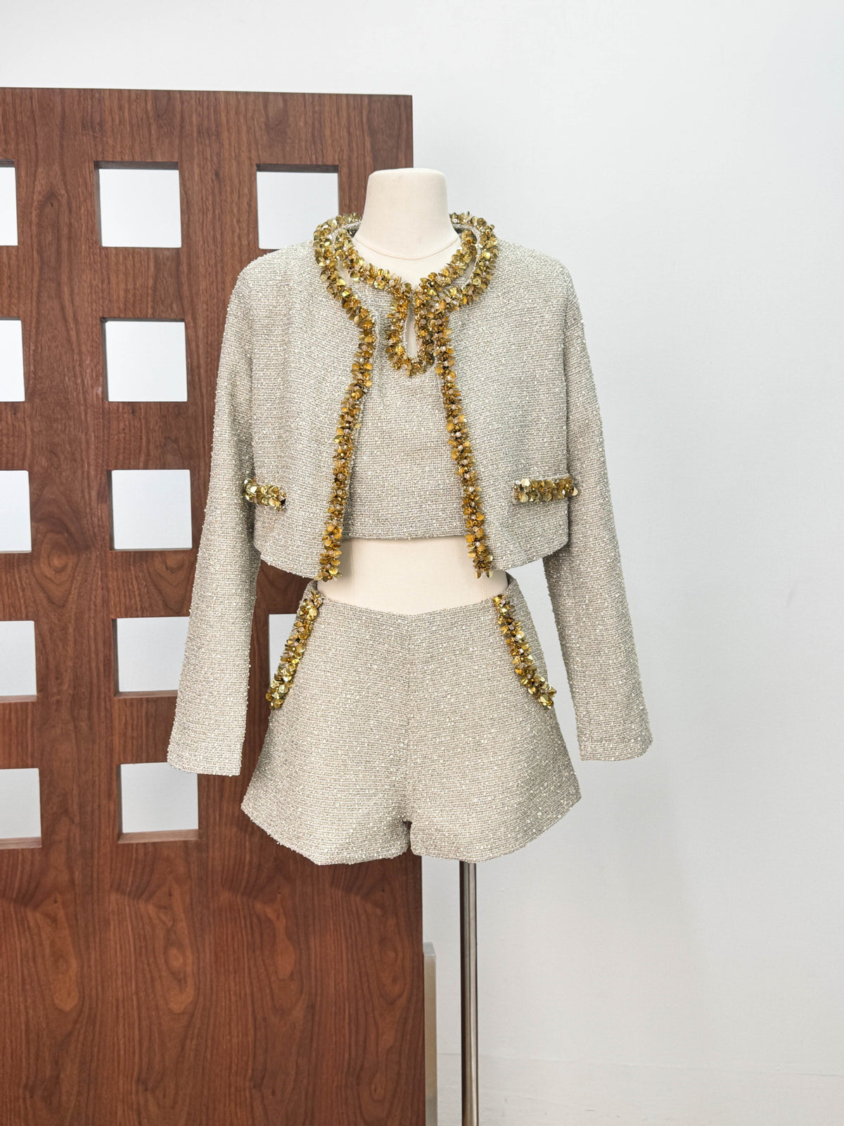 evangeline Sequin Jacket in apricot