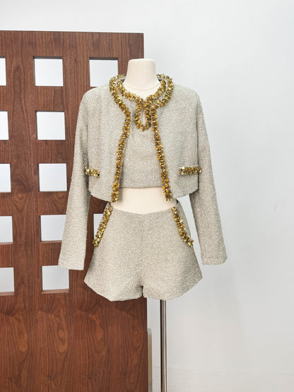 evangeline Sequin Jacket in apricot