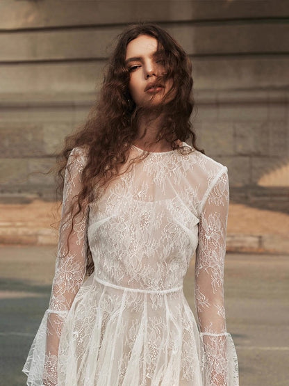 bblythe tulle lace backless mini dress in white
