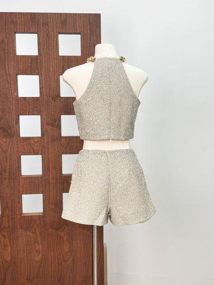 evangeline Sequin Top in apricot