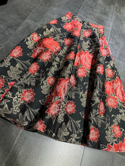 jacquard waist A-line hem midi skirt