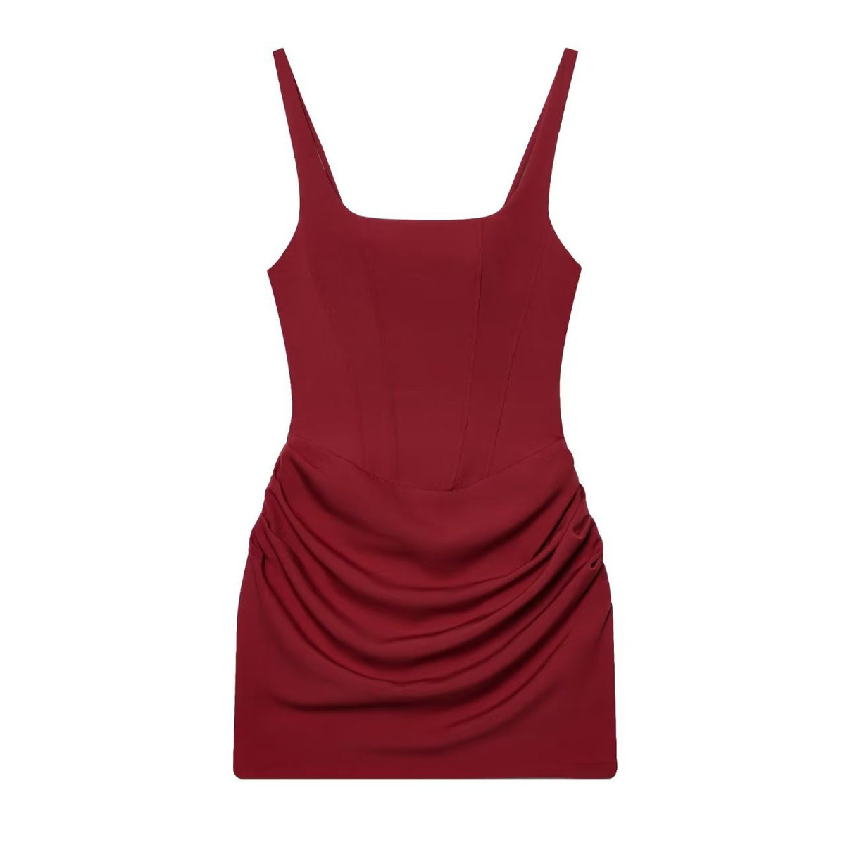 Square Neck Ruched Bodycon Mini Dress