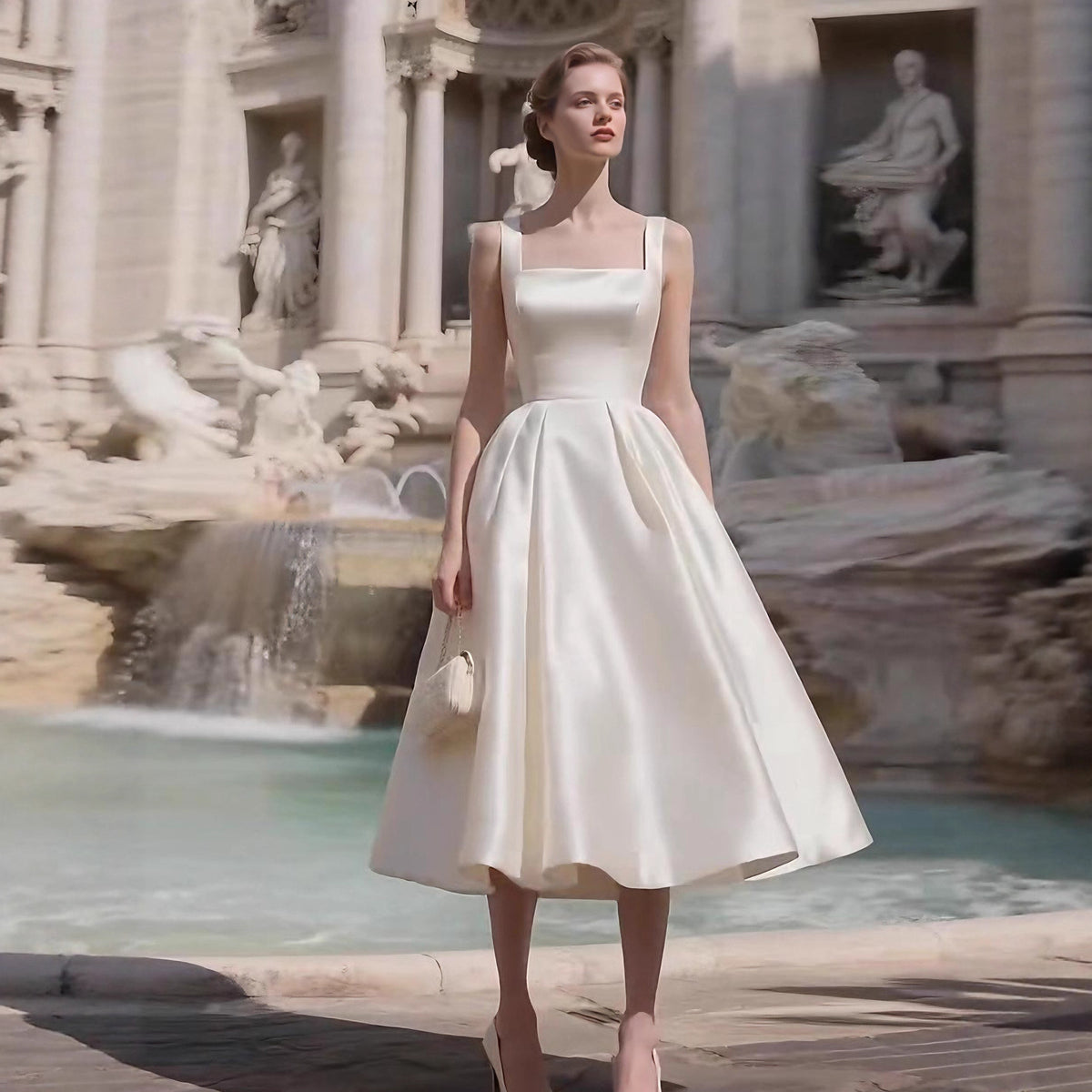 Sharon Minimalist Spaghetti Strap Midi Dress - Off-White