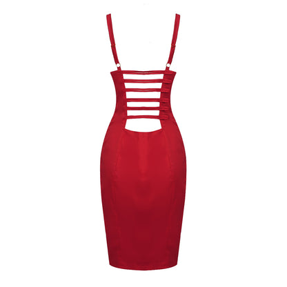 katherine satin bodycon corset mini dress in red