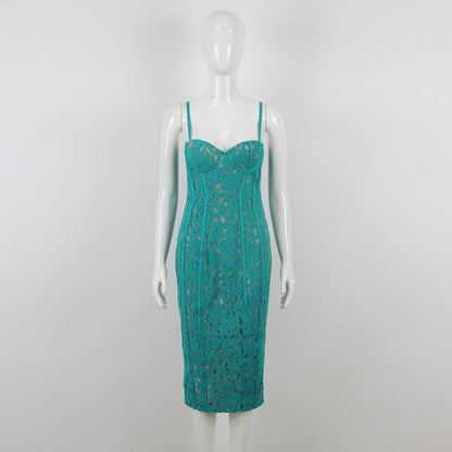 STRAPPY LACE MIDI DRESS
