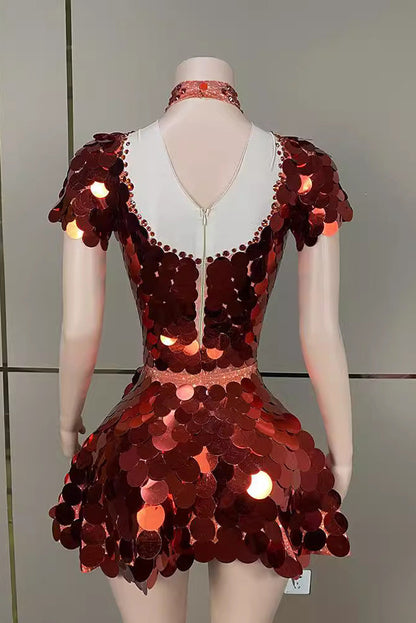 HELENE BURGUNDY SEQUINS DIAMANTE SET