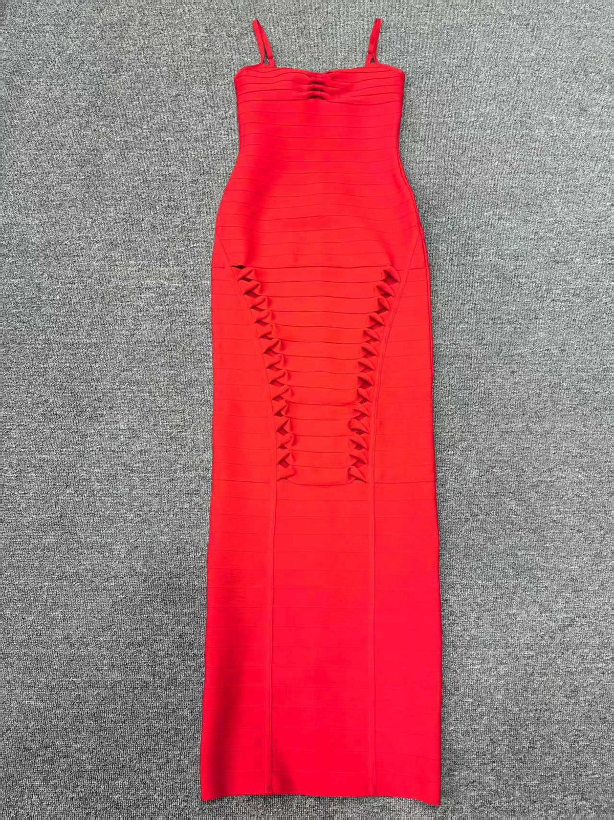 nancy hollow Bandage Maxi Dress in red