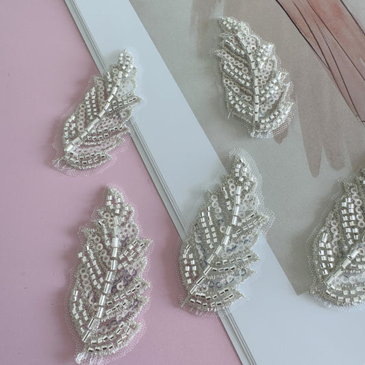YZ51 beaded small leaf floral appliqué bead embroidery piece dress, qipao embroidered hemp dance costume DIY accessories