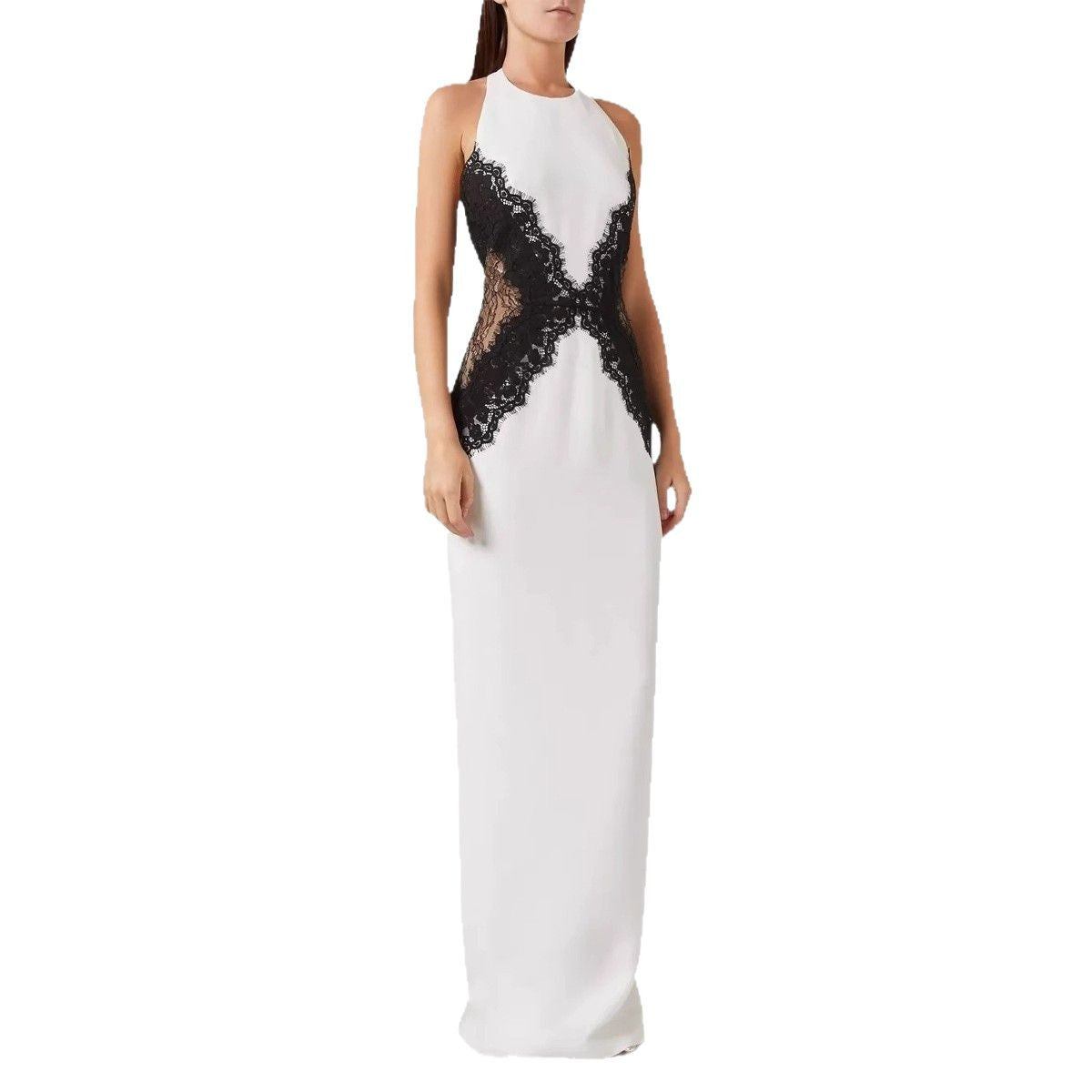 Lace Cutout Halter Midi Dress