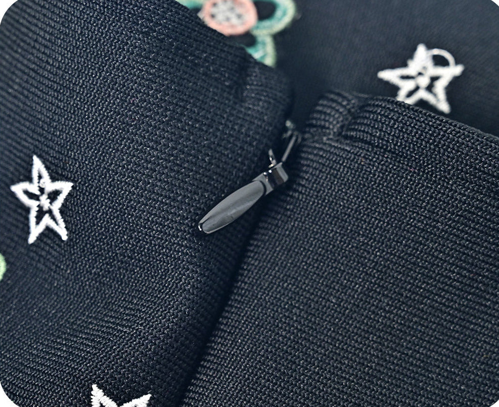 black dense stretch knit bodycon dress