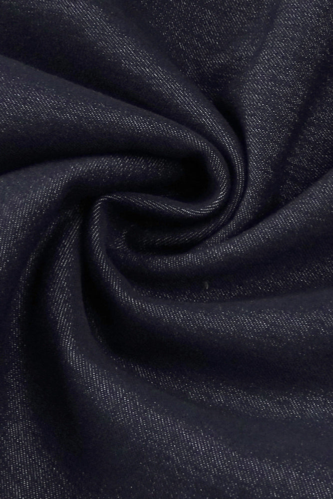 haltered corseted midi dress denim in navy blue