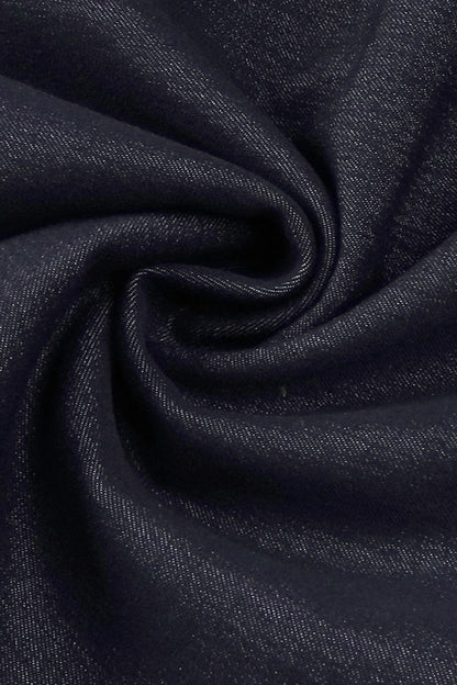 haltered corseted midi dress denim in navy blue