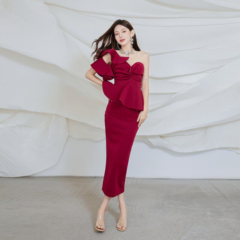 Dolores Strapless Backless Ruffle maxi Dress Set