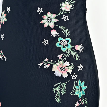 black dense stretch knit bodycon dress