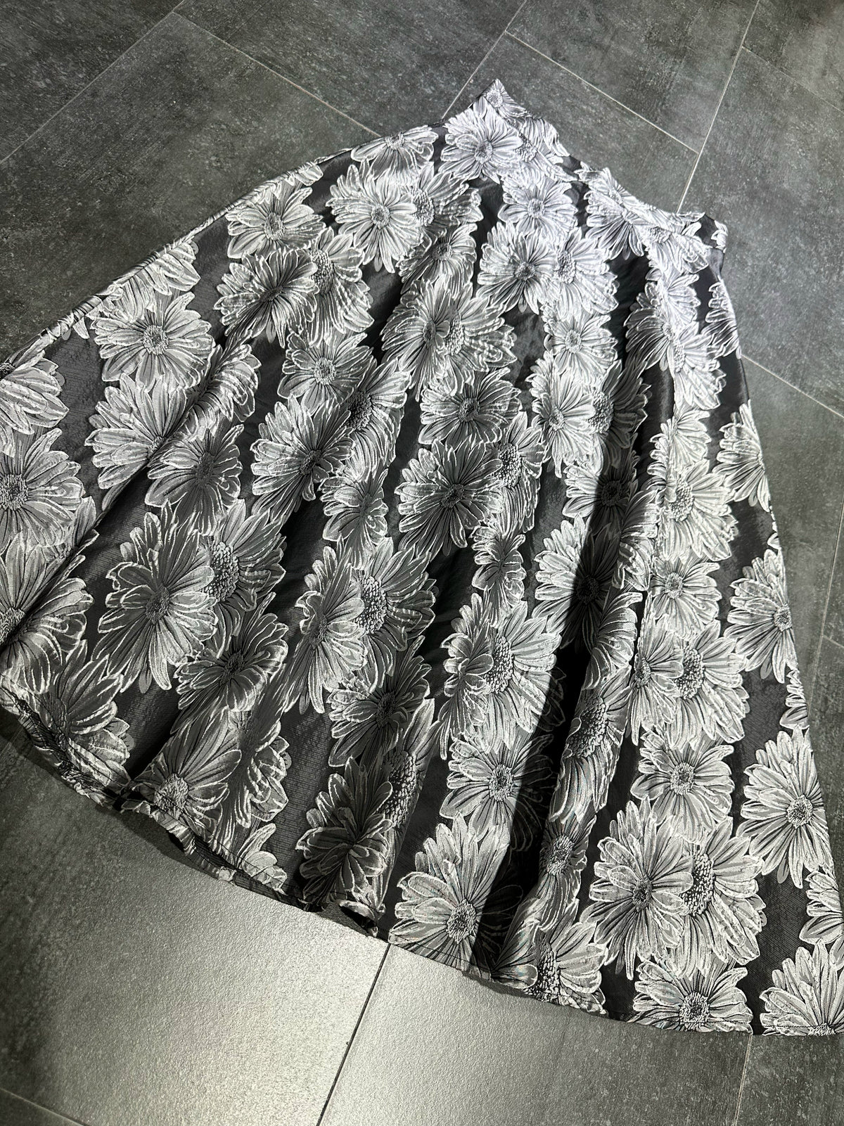 jacquard high waist A-line midi skirt