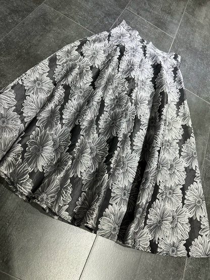 jacquard high waist A-line midi skirt