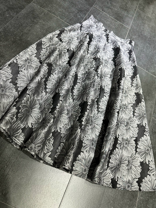 jacquard high waist A-line midi skirt