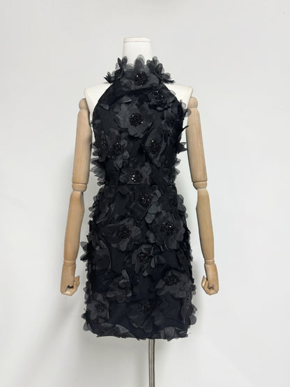 Cherry Blossom Mini Dress in Black