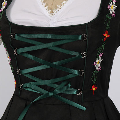 Black Woven cotton-synthetic blend Fit-and-flare Dirndl dress set