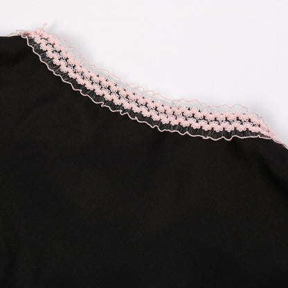 black matte woven polyester-cotton blend fit-and-flare dirndl dress