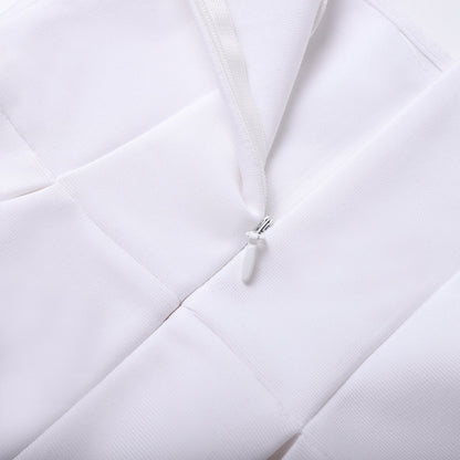 anila square neck crystal embellished mini dress in white