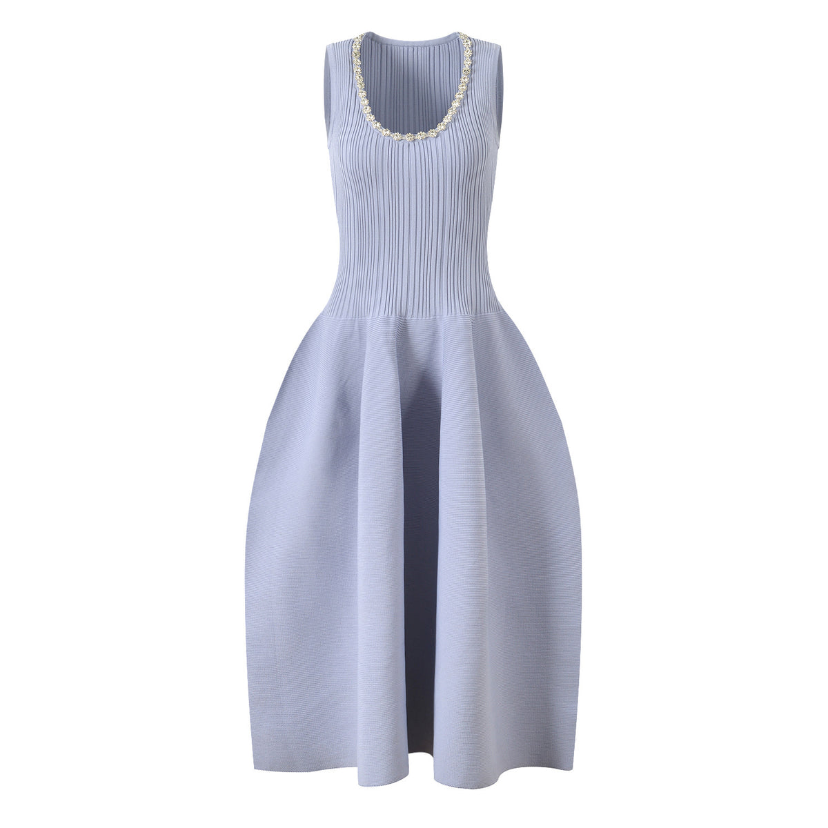 Hoxo Crystal Embellished Knit Midi Dress