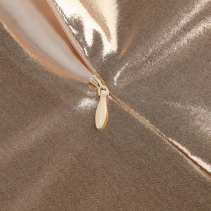 Gold Metallic Ruched Mermaid Gown