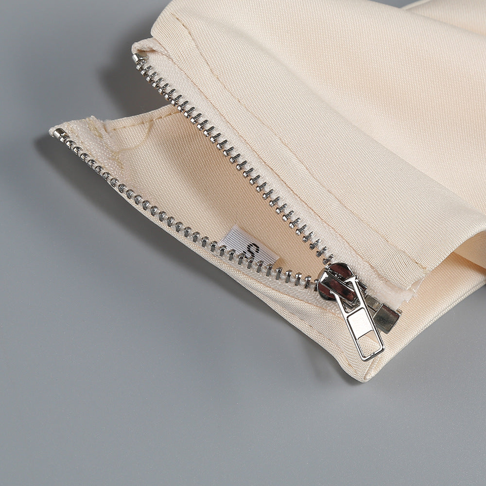 crystal chain embellished fishtail skirt set in apricot