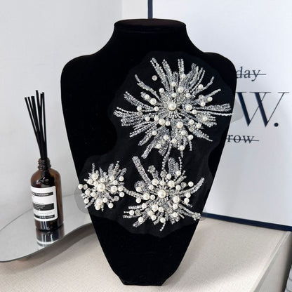 Internet celebrity fashionable handmade DIY floral sequin wedding dress collar flower bead lace embroidery decorative accessories and decals